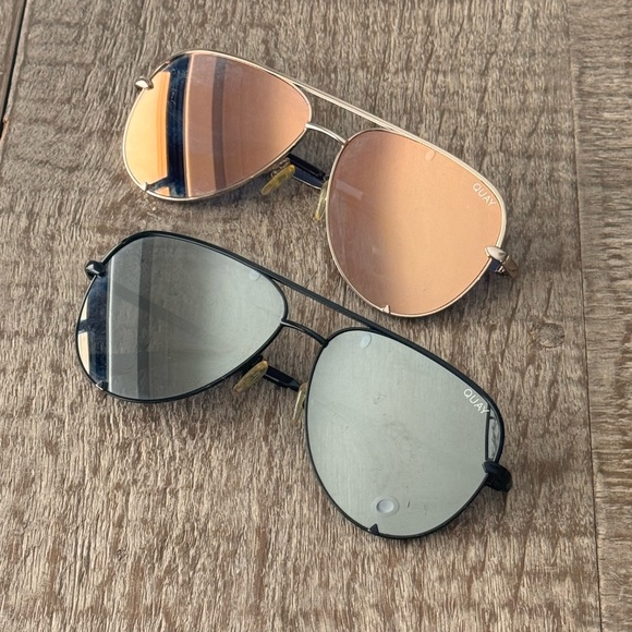 Quay Australia High Key + Desi Oversized Aviators Gold & Black Pair - Picture 3 of 8